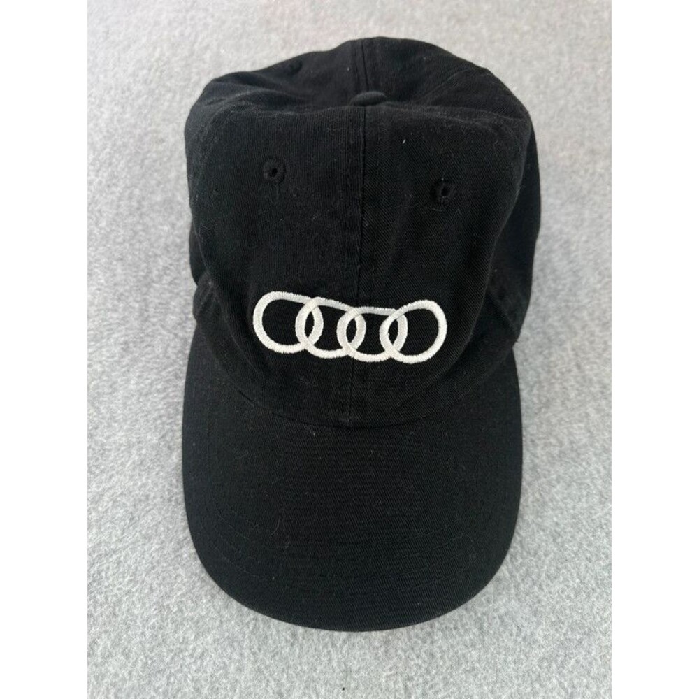 Audi Cavender Baseball Cap Hat Black & White Velcro Strap Lightweight